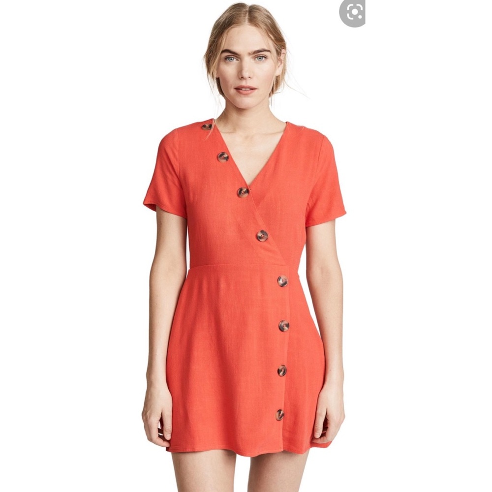 Moon River Asymmetric Button Front Mini Dress - image 1